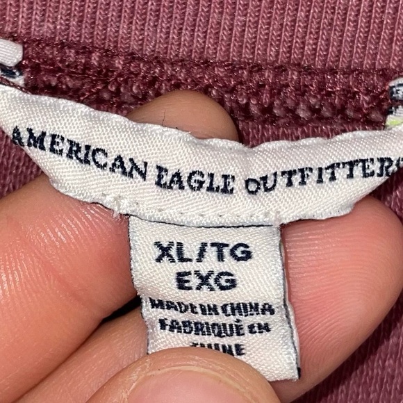 American Eagle Sweater Pullover Fleece Inside our Plush Crewneck Long Sleeve Top - Picture 3 of 7